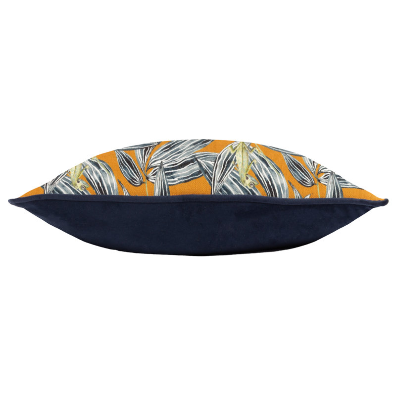 Floral Rectangular Lumbar Cushion, Polyester, Yellow
