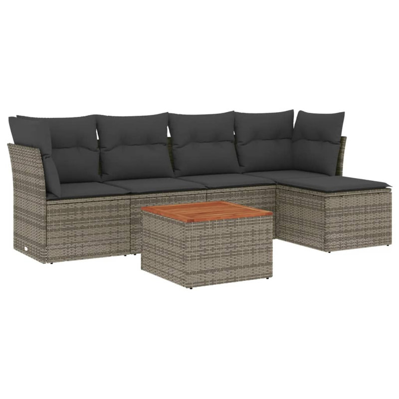 Vidaxl Garden Sofa Set Grey PE Rattan 6 Piece Set Modular