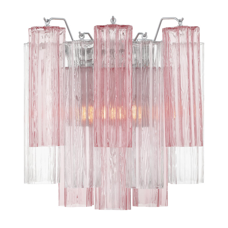 Addis 2 Light Sconce, Chrome/Pink