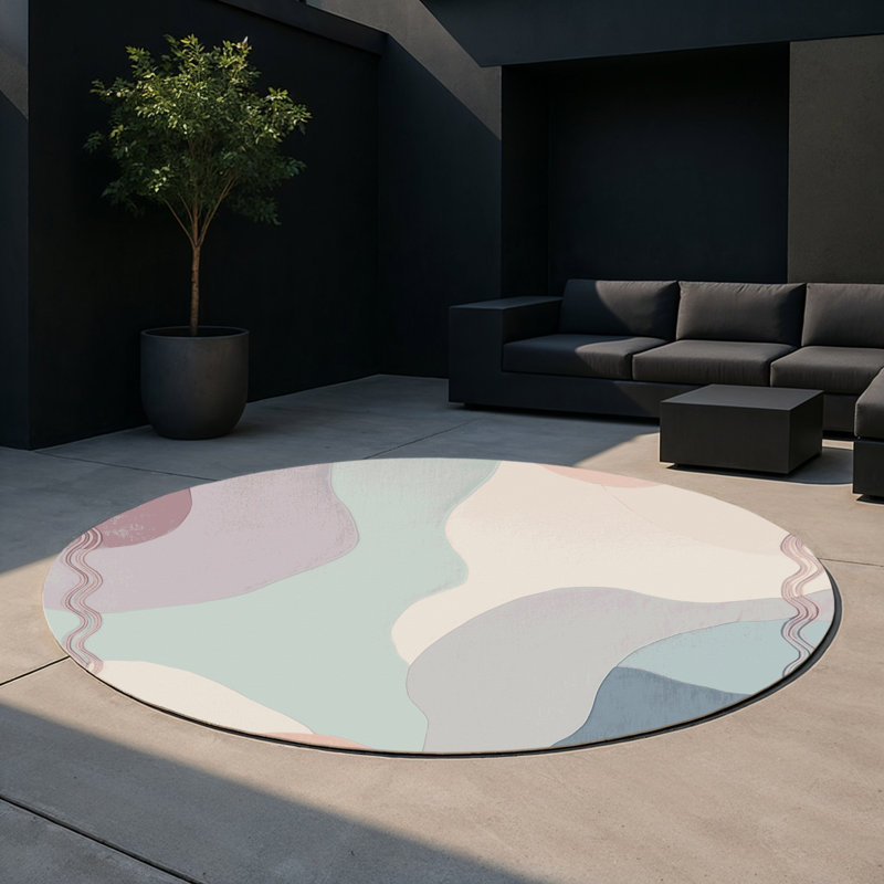 Pastel Shore Indoor And Outdoor Area Rug, Round 5'