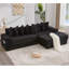 Canapé modulaire en L 110,75 po, canapé modulaire en velours côtelé, avec repose-pieds mobile, porte-gobelets, 8 coussins décoratifs, poche latérale, déplier dans un lit, noir-1709417269