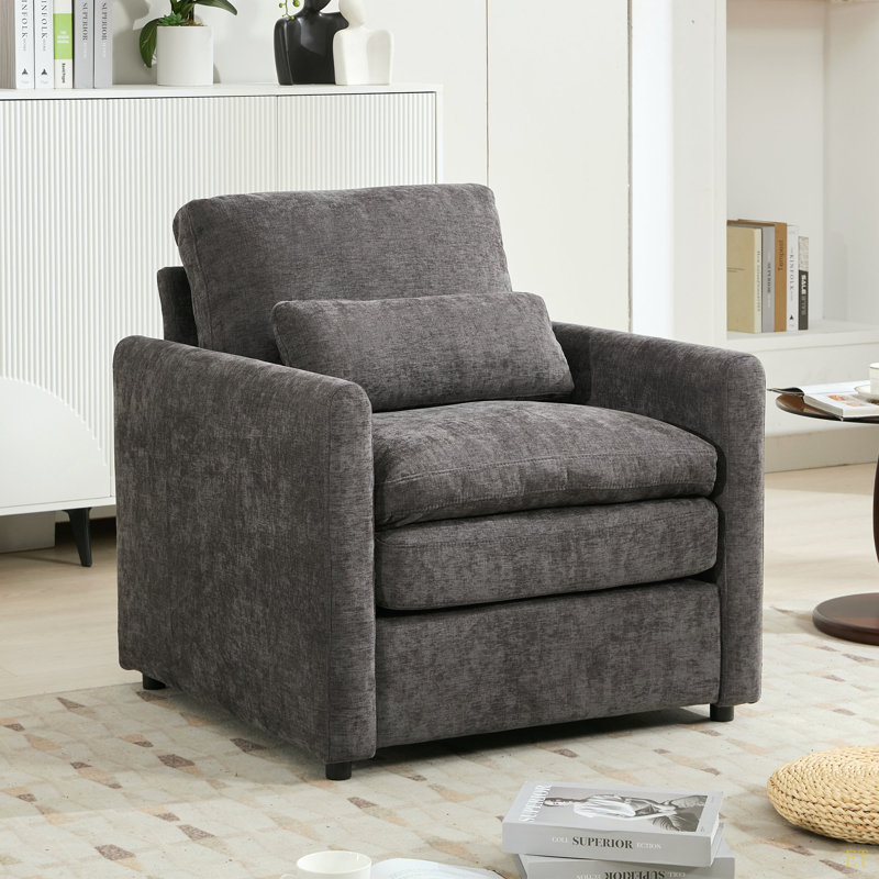 Fauteuil rembourré 31,9 "surdimensionné et confortable, Gray