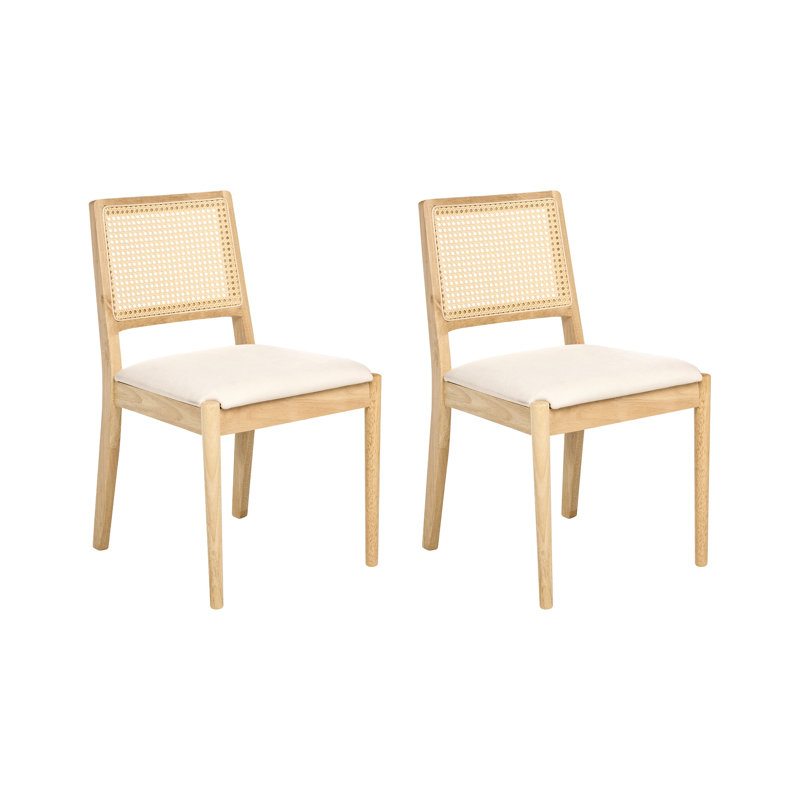 48cm H Fabric Upholstered Full Back Side Chair, Beige, Brown