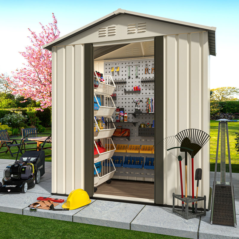 Remise de jardin pour l'extérieur, H 72,5 po x l 33,1 po x P 62,2 po, Blanc, crème