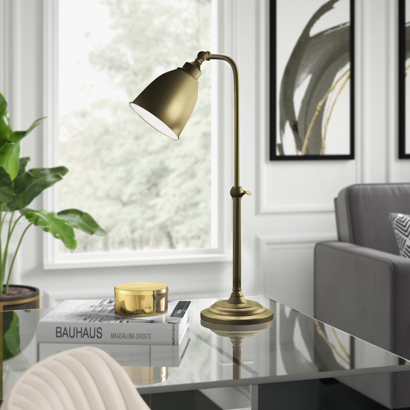 Aieden 28" Metal Adjustable Lantern Table Lamp with Dome Shade, Bronze