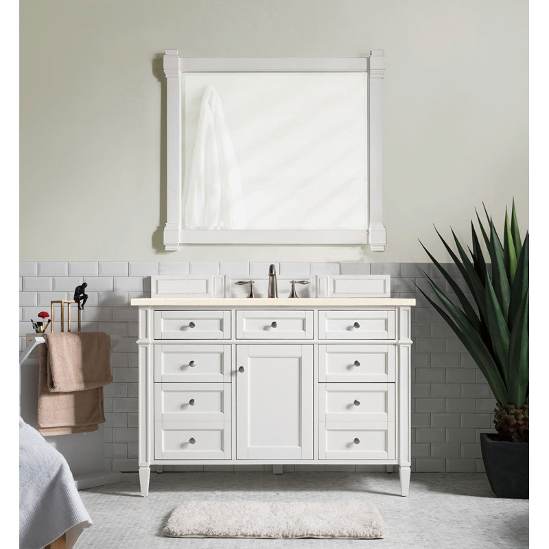 Brittany 48'' W Single Vanity, Bright White, Ethereal Noctis, 8" Widespread