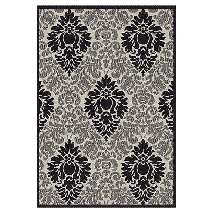 Arneshia Damask Sand/Black Area Rug
