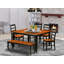 Ensemble de table de salle à manger 6 pièces moderne comprenant une table carrée en bois avec feuille papillon et 4 chaises de salle à manger avec banc, noir-36318473