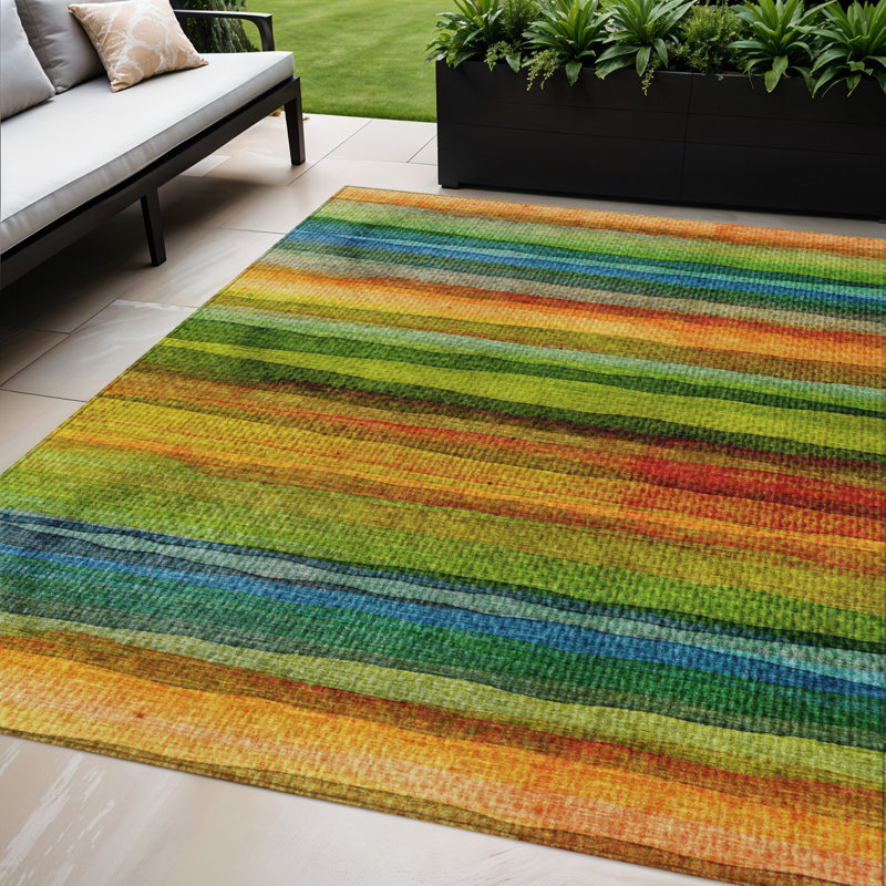 Tapis lavable rayé bleu ciel et beige 3 pi x 5 pi lavande