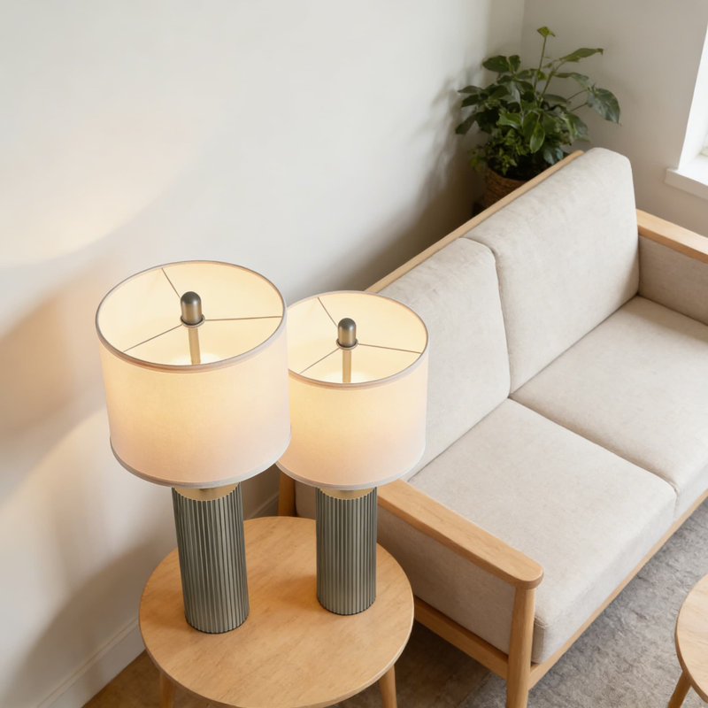 Ensemble de 2 lampes de table modernes avec port USB C et ports de charge, lampes de table de chevet à commande tactile à intensité variable à 3 voies, comprenant des ampoules DEL pour le salon ou la chambre à coucher