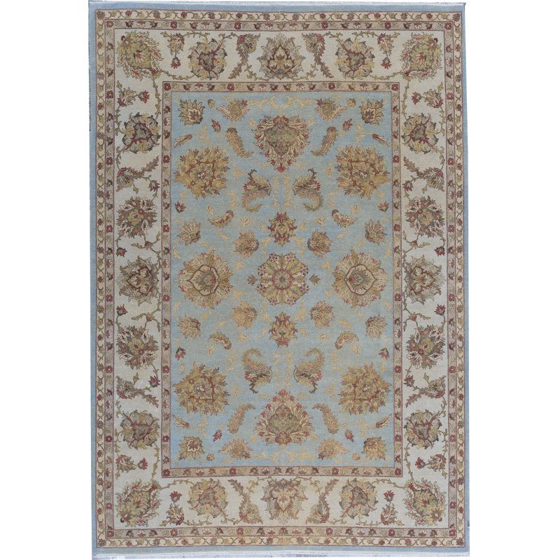 Tapis bleu de haute qualité noué à la main