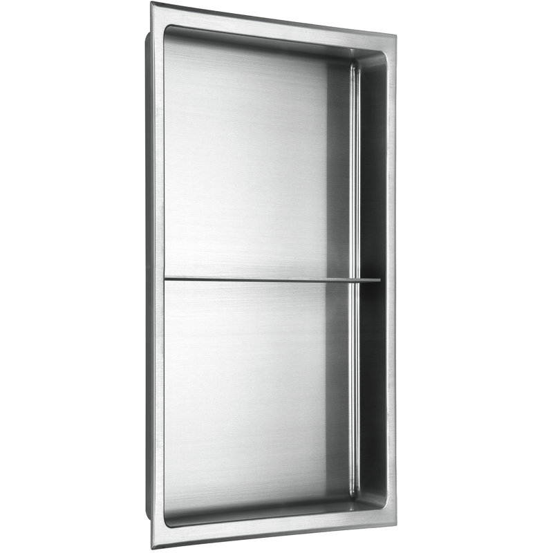 12 po X P 24 po H x 4 po D niche de douche à double tablette en acier inoxydable de calibre 18, Acier inoxydable brossé