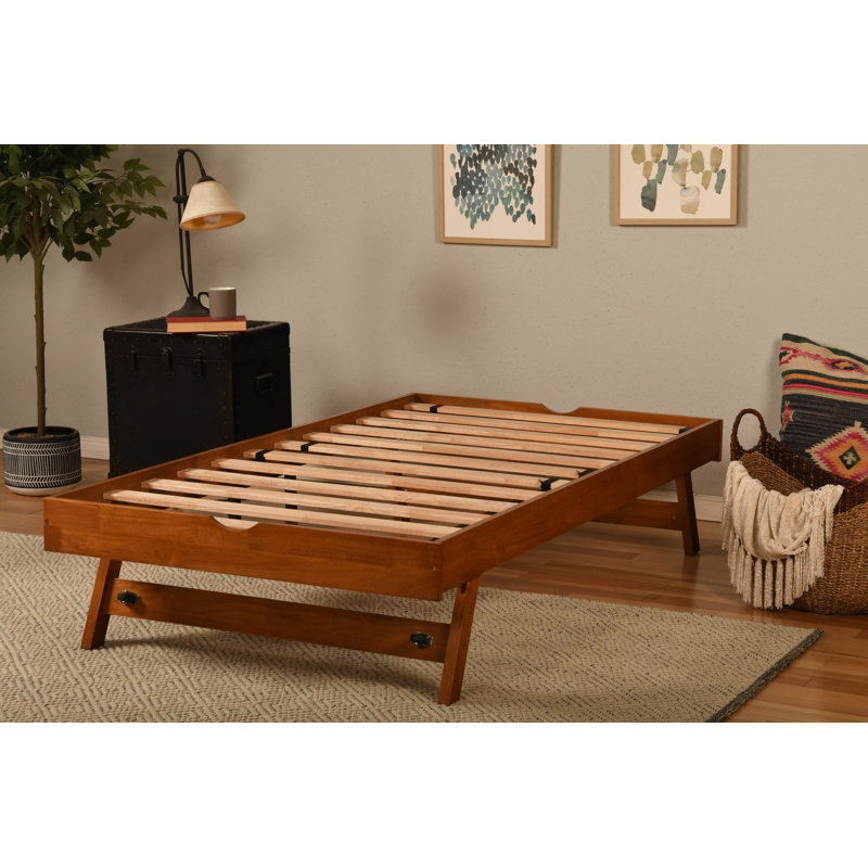 Lynnfield Updike Twin Solid Wood Pop Up Trundle, Mattress Not Included, Barbados