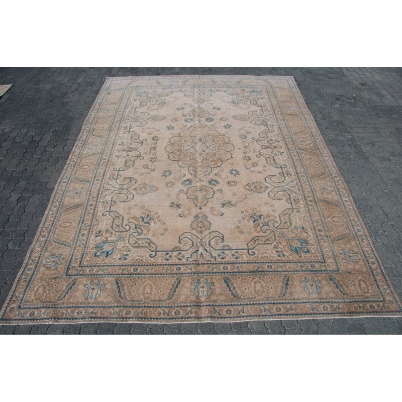 Tapis turc rétro vintage - Tapis traditionnel tissé à la main avec des motifs complexes
