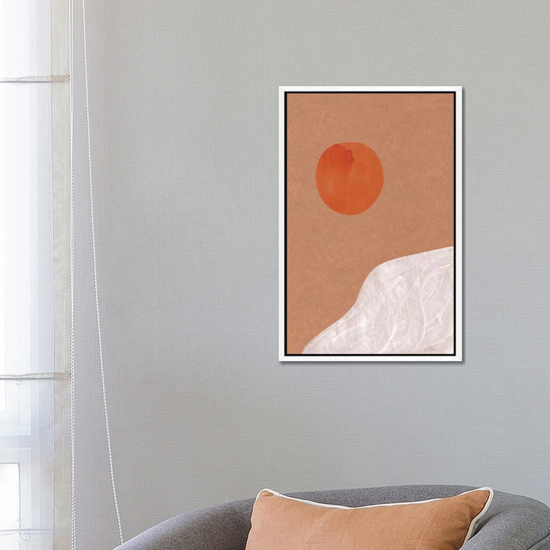 Abstract Sun by Whales Way - Print on Canvas, 66.04cm H x 45.72cm W x 3.81cm D, White Framed