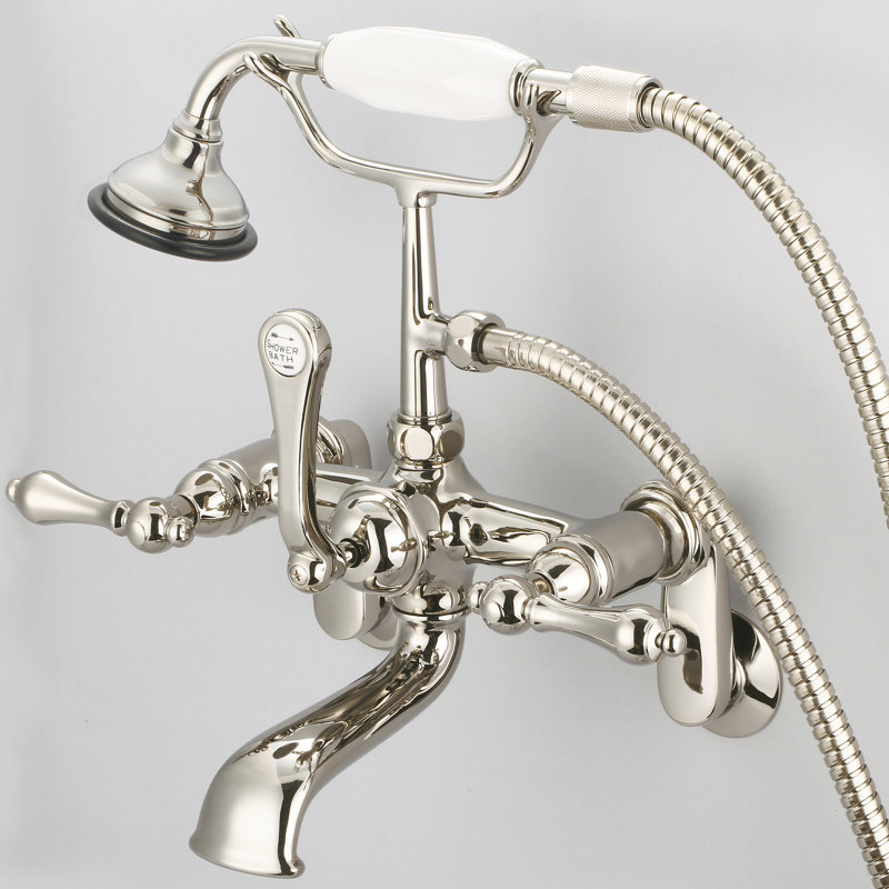 Stonington 3 Handle Clawfoot Tub Faucet, Lever Handles, Polished Nickel