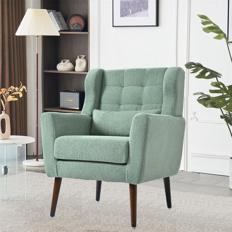 Chaise d'appoint moderne, chaises de salon en tissu Teddy, Ours en peluche vert