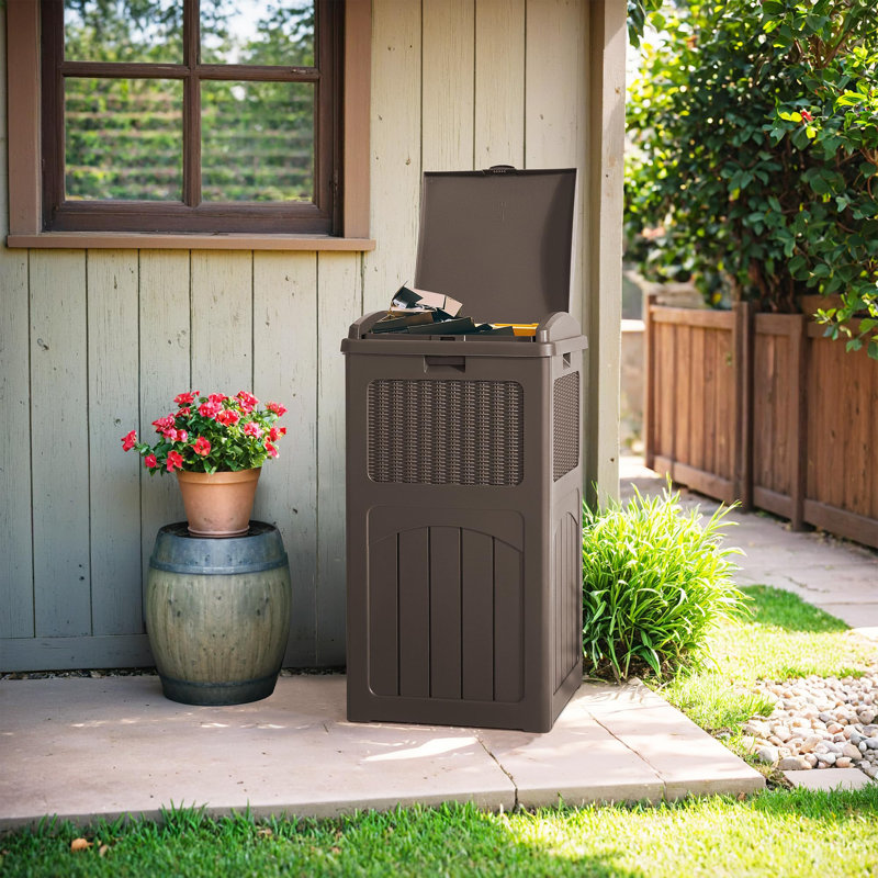 Poubelle 30 gallons, Brun foncé
