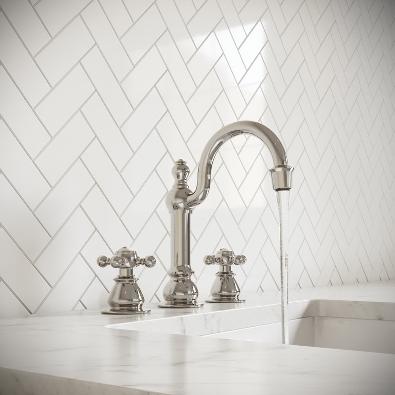 2-handle Bathroom Faucet with Drain Assembly, Polished Nickel, Cross