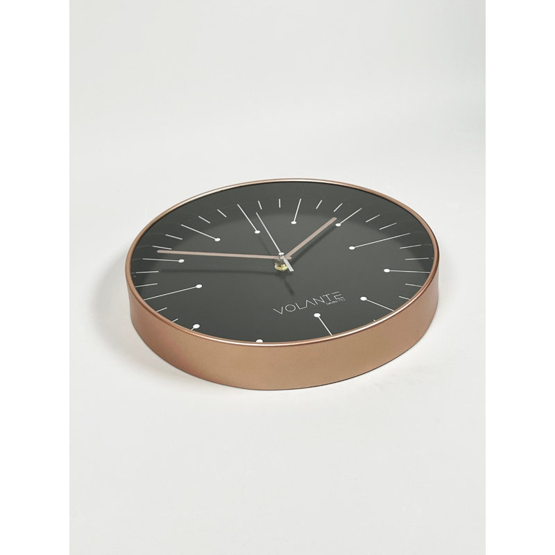 Horloge murale décorative en bronze, 11,8 pouces de diamètre | Corps 100% plastique, couvercle en verre véritable, épaisseur: 1,8 po | Conception élégante pour la décoration de la maison et du bureau, parfaite pour le salon ou la cuisine