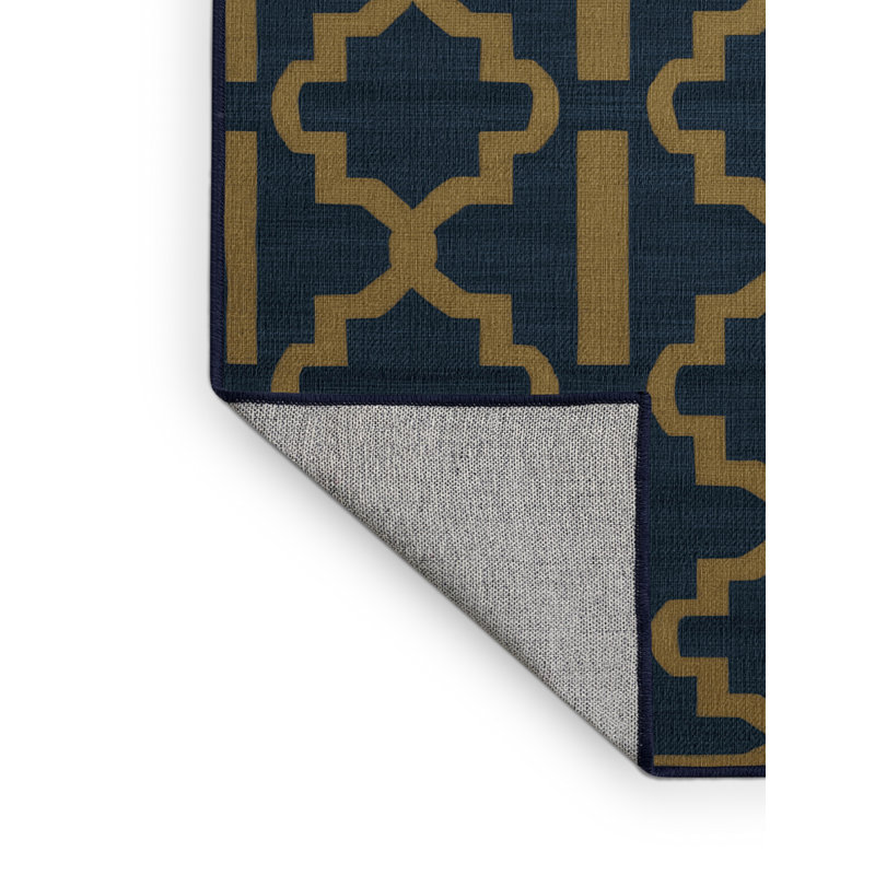 Tapis gris en treillis lavable à la machine, Rond 4 pi