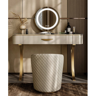 Italian Minimalist Sintered Stone & Stainless Steel Dressing Table for Bedroom