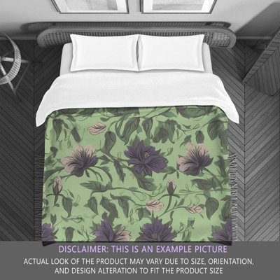 Floral Green/Purple Microfiber Comforter