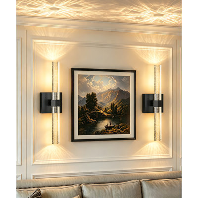 Lot de 2 appliques murales à DEL rechargeables à intensité variable en cristal avec télécommande