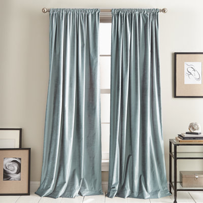 Modern Knotted Velvet Solid Room Darkening Rod Pocket Curtain Panels