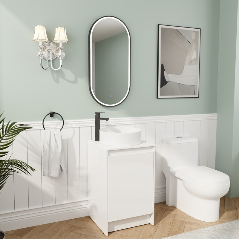 Meuble-lavabo autoportant de 20 po avec lavabo en céramique à un trou