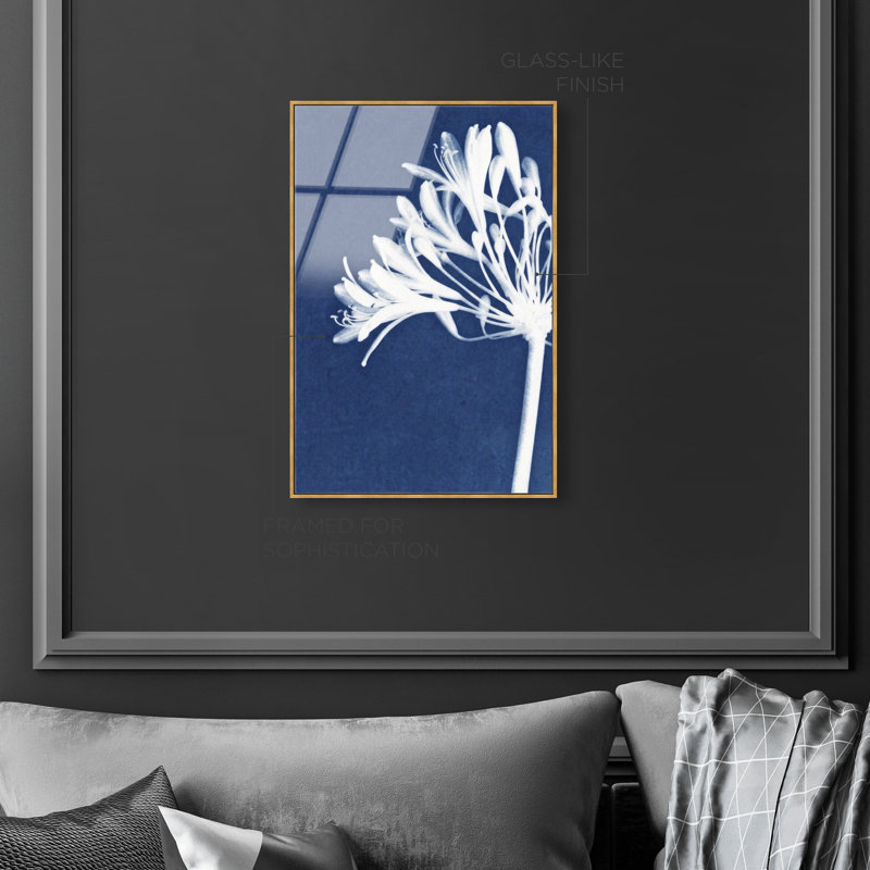 Cyan Bloom Print by Oliver Gal, 11"H x 16"W, Gold Floater Frame