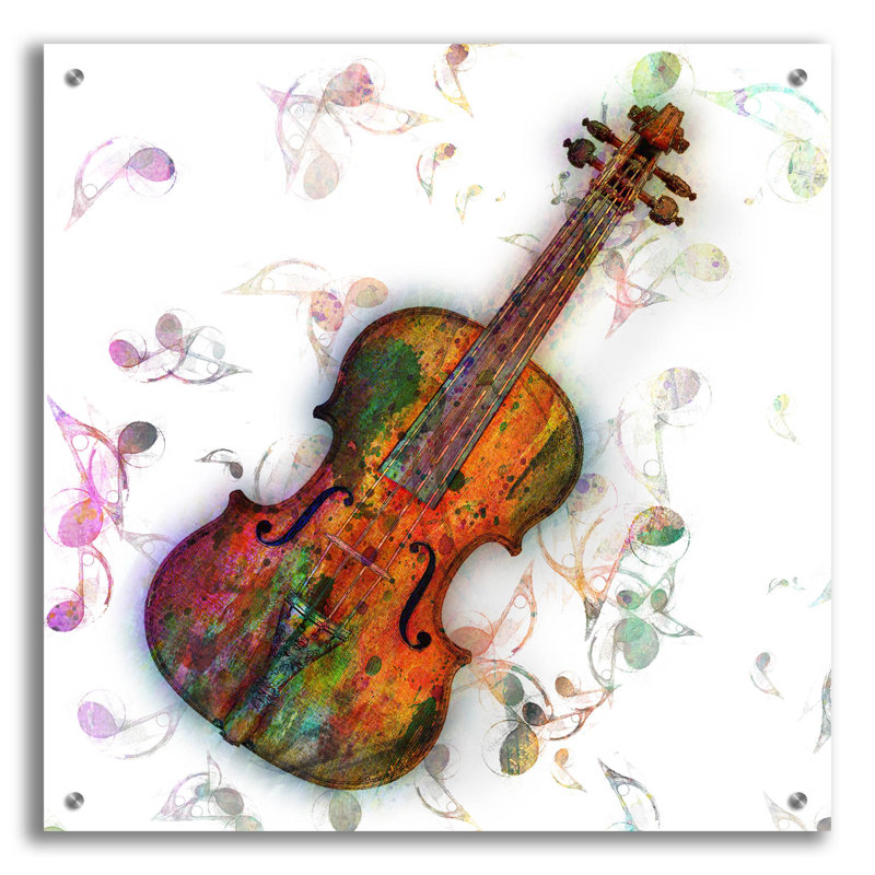 Winston Porter 'Violin' by Mark Ashkenazi Acrylic Glass Wall Art, 12" x 12", H 24 po x l 24 po x P 0,2 po