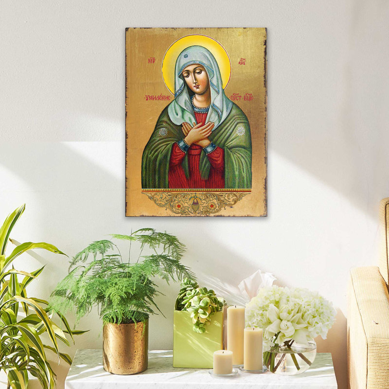 Gold-Plated Wooden Religious Icon Wall Art, 8" x 6"