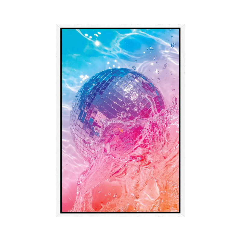 Disc-Glow 1 Piece Wall Art on Canvas, 66.04cm H x 45.72cm W x 3.81cm D, White Framed