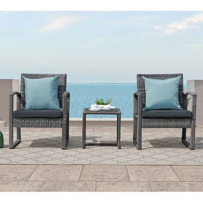 Ables Wicker 2 - Person Patio Conversation Set with Cushions