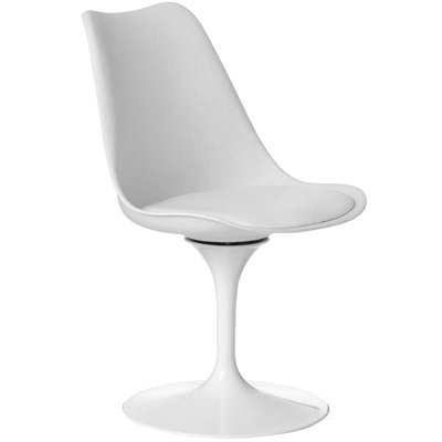 Jemba Mid-Century Modern White Side Chair with White Cushioned Seat - Stylish and Comfortable Polypropylene Swivel Accent Chair for Home Office, Livin by Ivy Bronx