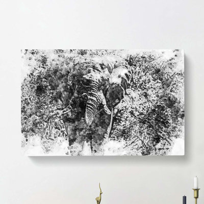 The Majestic Elephant In Abstract - Wrapped Canvas