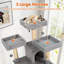 65” Tall Multi-level Cat Tree with 3 Upholstered Top Perch 2 Cat Condos Cat Basket Light Grey-1537281178