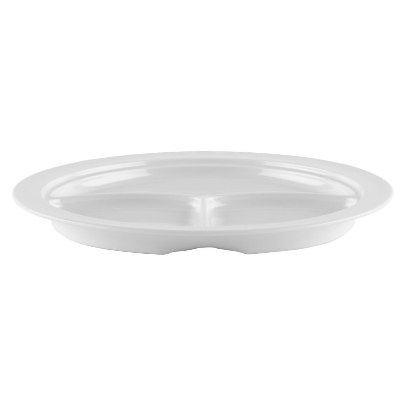 Assiette à 3 compartiments - Assiette plate en mélamine de 10 po allant au lave-vaisselle de qualité commerciale, ensemble de 12