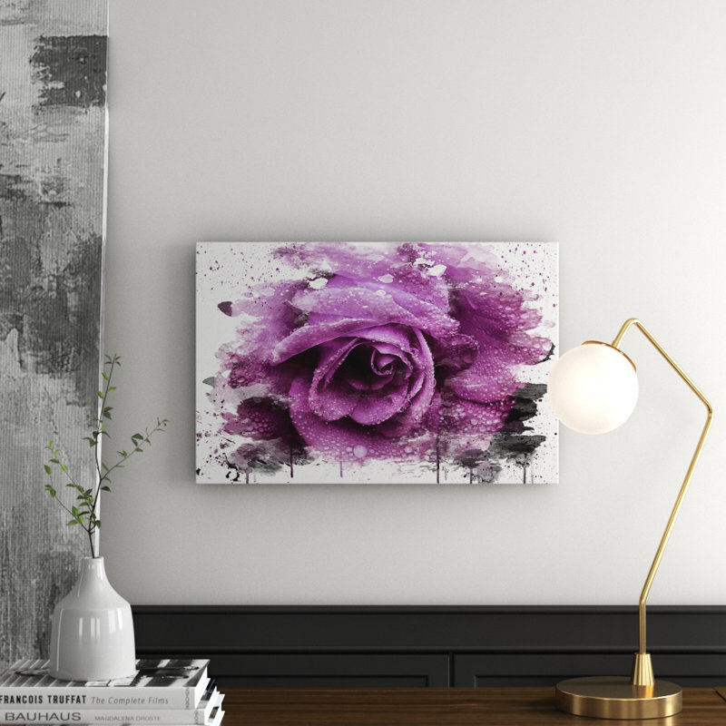 Flower Purple Rose - Wall Art, 70cm H x 100cm W, Wrapped Canvas