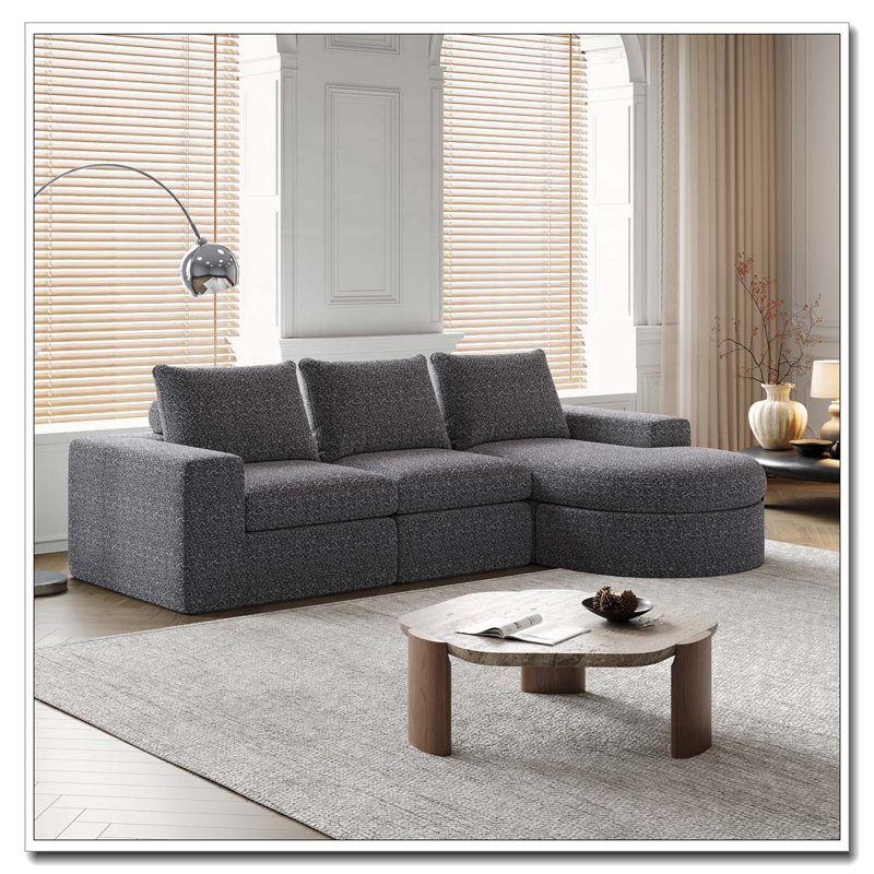 Chenille Upholstered Sectional Sofa, Gray