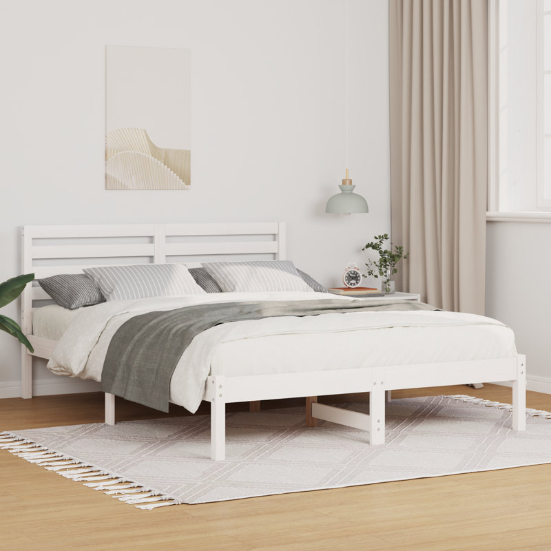 Solid Wood Bed, White, Small Double (4')