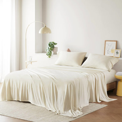 Drap en coton mélangé toutes saisons pour lit simple TG 3 pièces - doux comme votre sommeil, absorbant par temps chaud, ajusté à froid pour un matelas de 16 po, livré avec un plat et une taie d'oreiller, lavable à la machine à basse température