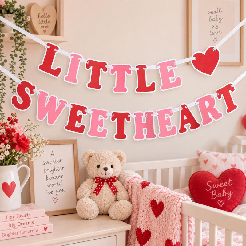 Little Sweetheart Banner, Baby Shower Party Decor, Handmade Cardstock Garland