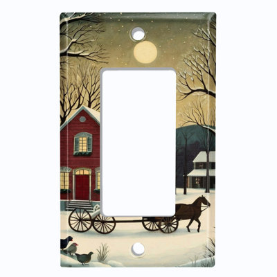 Metal Light Switch Plate Cover; US Standard Size 1 Gang GFI Rocker - Snowy Farmstead