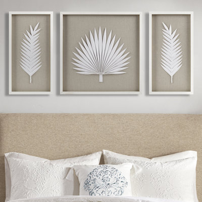 3 décorations murales avec palmiers en papier de riz