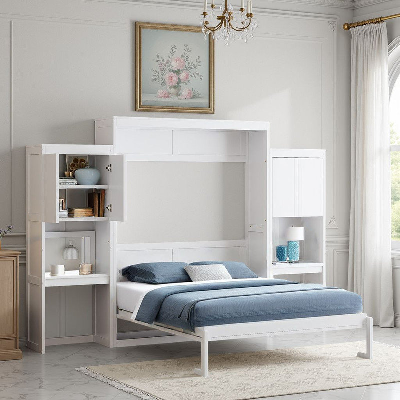 Grand lit escamotable avec bureau et meuble-lavabo - Rangement multifonctionnel peu encombrant?