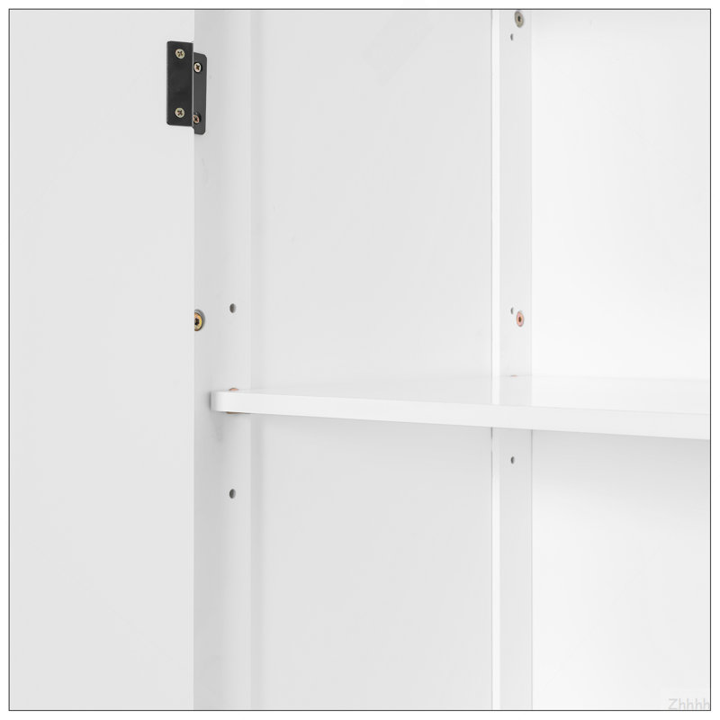 Lit escamotable simple en bois avec meuble télé, 2 tiroirs, tablettes et armoires, blanc, White