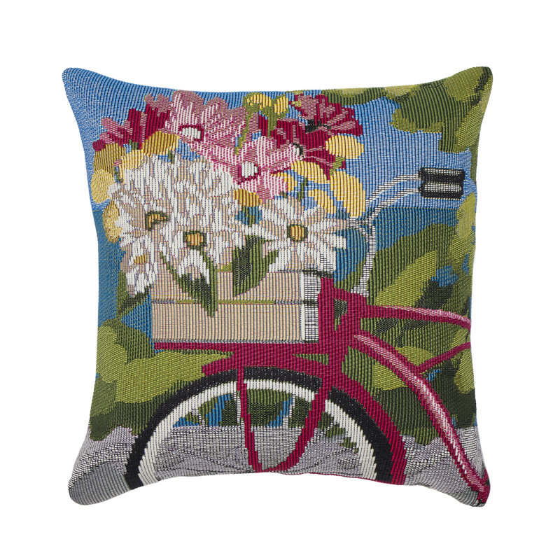 Marina Summer Ride Indoor/Outdoor Floral Blue/Green/Pink Square Throw Cushion Cover
