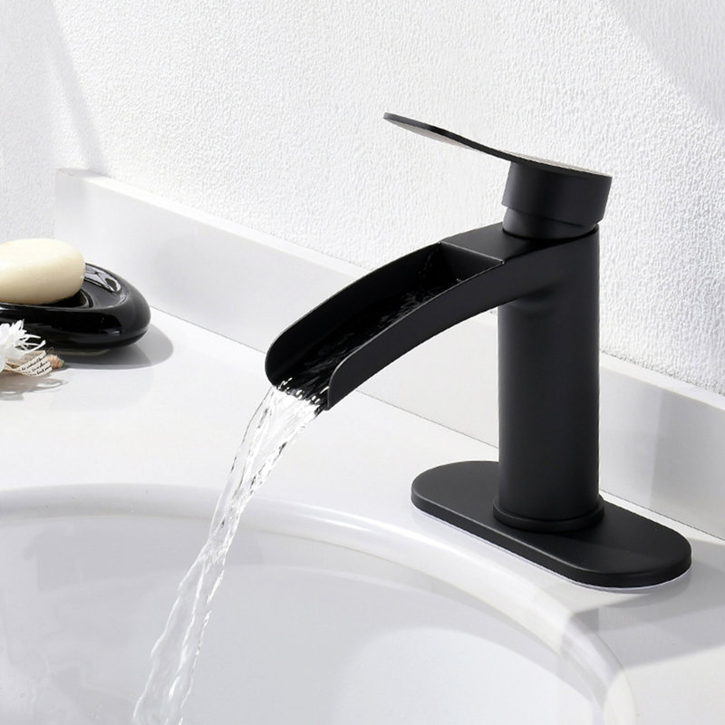 Single-handle Bathroom Faucet with Drain Assembly, Matte Black
